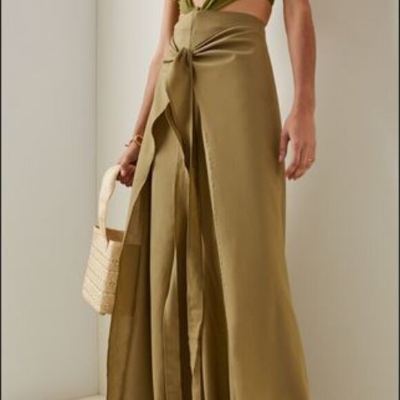 NWT ANDREA IYAMAH  Thema Layered Cotton Blend Wide-leg Pants - Picture 3 of 13